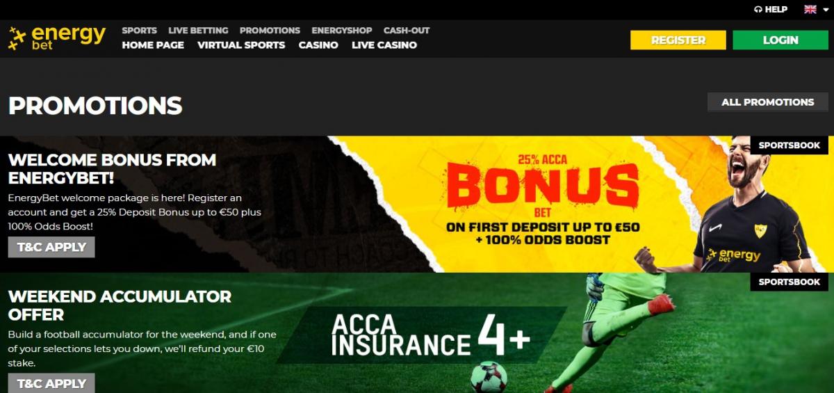 Energybet бонусы и акции