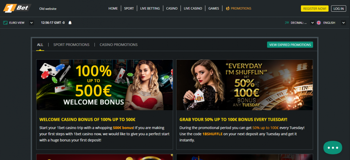 1bet бонусы и акции
