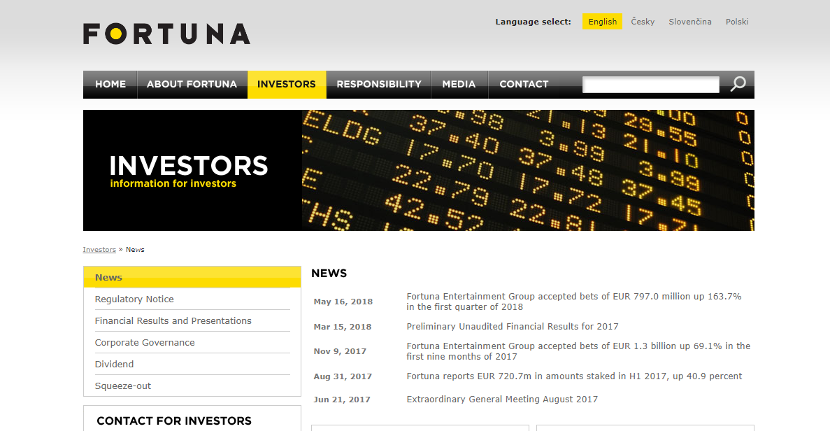 Fortuna Entertainment Group инвесторы