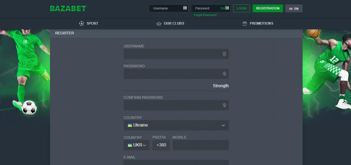 bazabet как зарегистрироваться