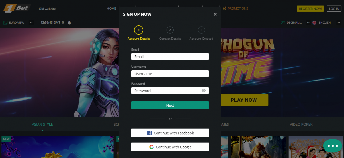 1bet регистрация