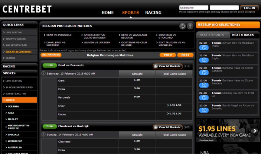Centrebet букмекерская контора