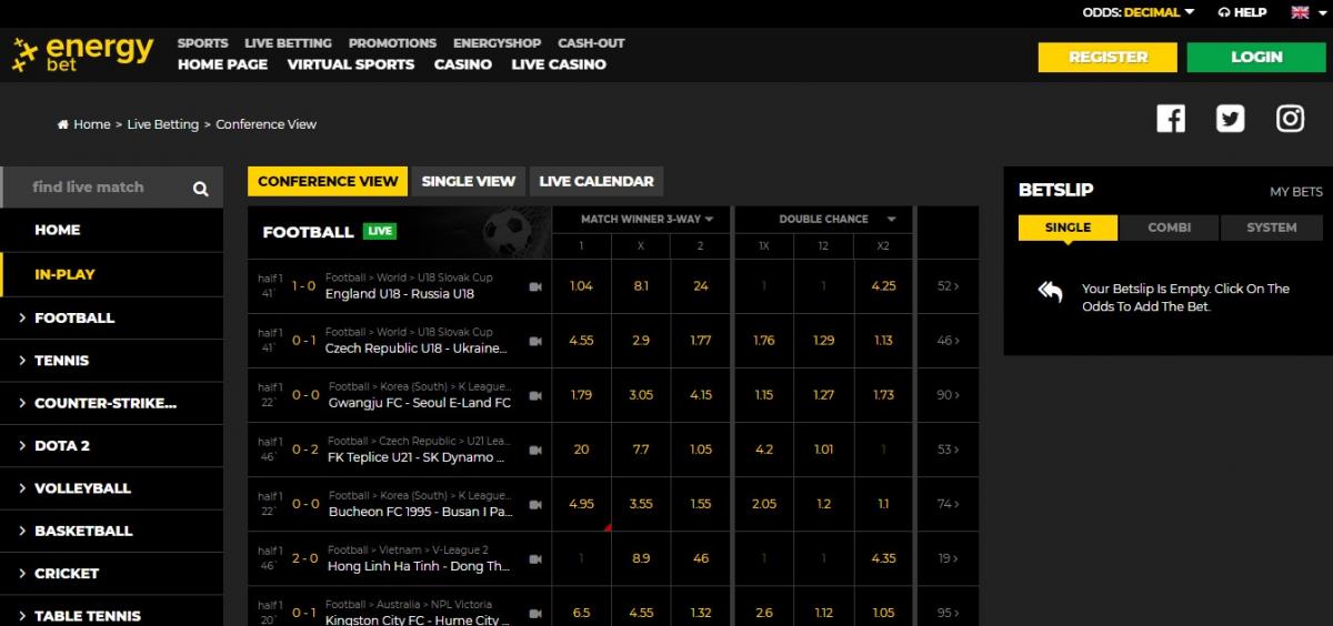 Energybet коэффициенты