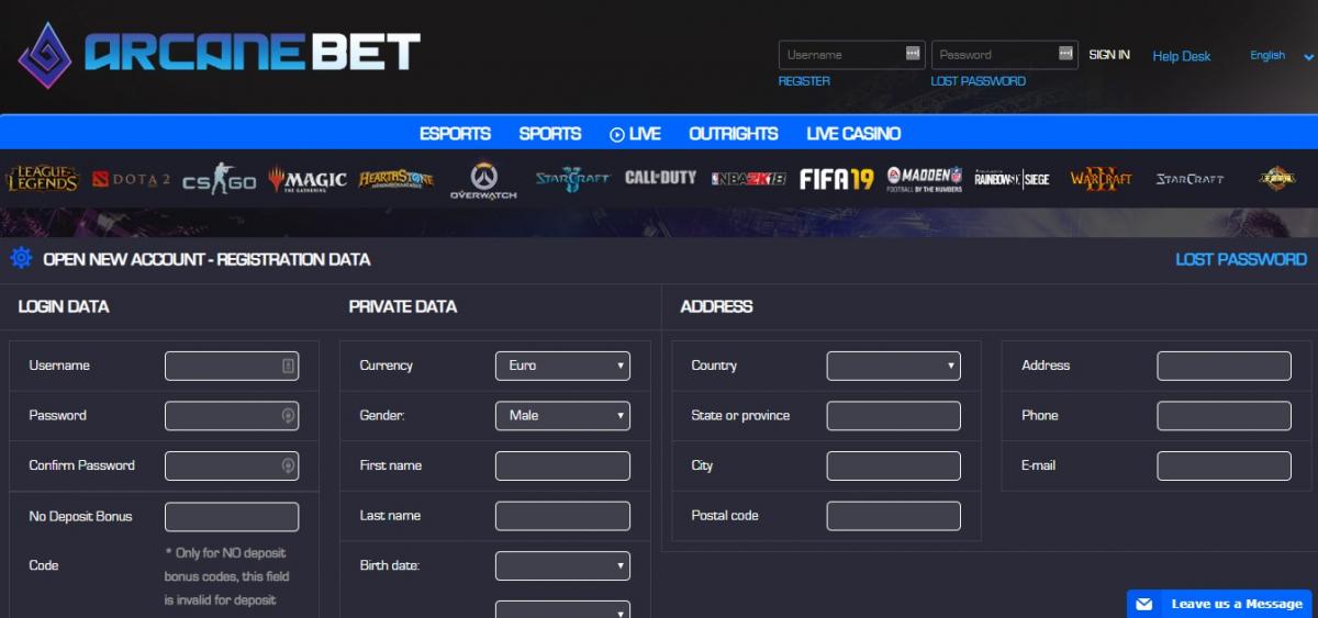 arcanebet регистрация