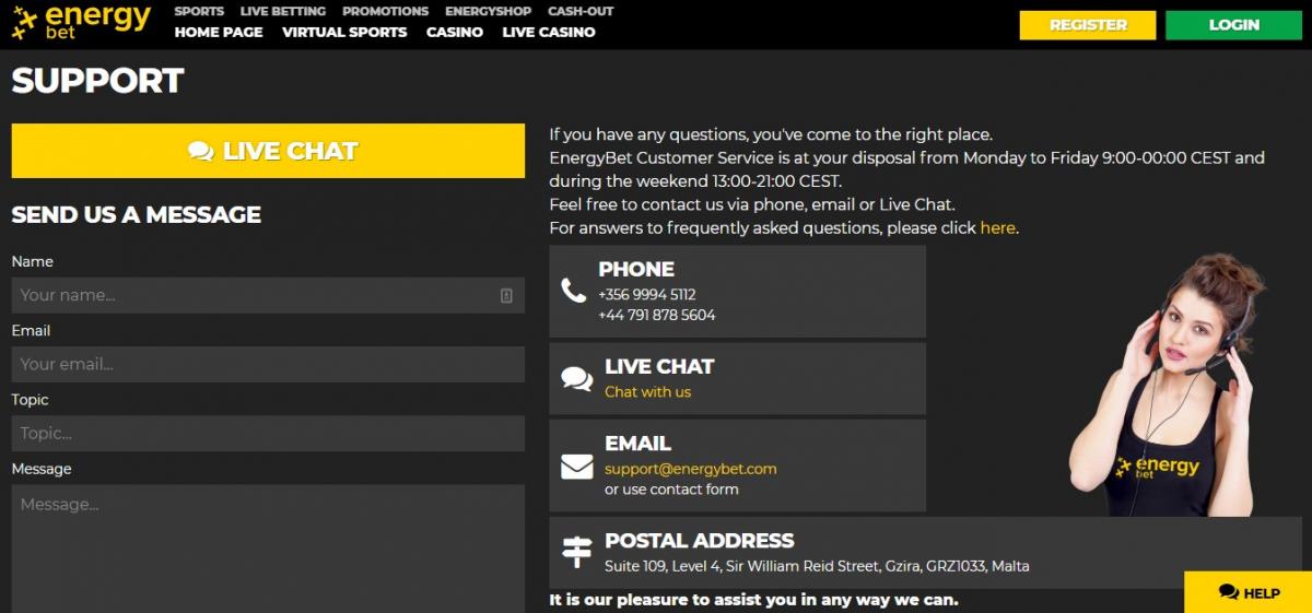 Energybet support