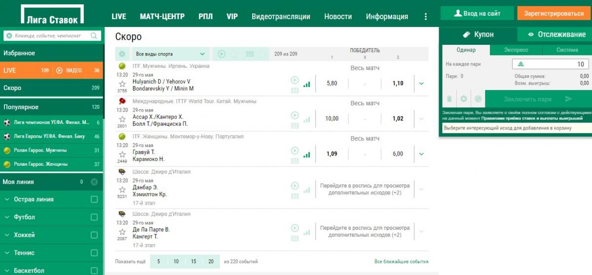 лига ставок официальный сайт