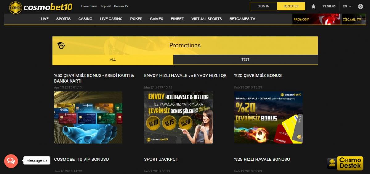 Cosmobet бонус